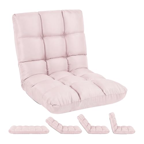 RELAX4LIFE Bodenstuhl Klappbar, Bodensessel mit Verstellbarer Rückenlehne & Liegefunktion, Bodensitz gepolstert in Leinenoptik… – Ansicht 1