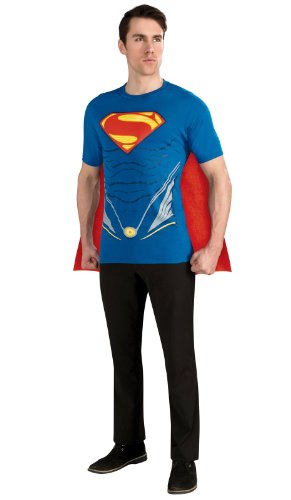 Rubie's Costume Superman Man of Steel Costume T-Shirt with Cape, Blue, X-Large