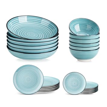 Ensemble vaisselle 6 personnes vancasso BONBON en grès émaillé avec assiettes et bols | 24 pcs