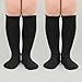 Zando Kids Soccer Socks Youth Black Knee High Socks for Girls Cotton Long Tubu Dress Stockings for Youth Athletic School Uniform 6-9 Years Black 2