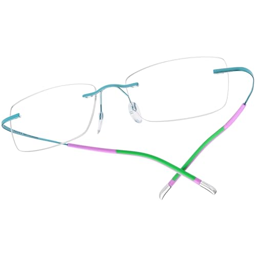 FONEX Titanium Glasses Frame,Rimless Frameless Optical Eyewear Eyeglasses for Men and Women F85634 (85899 Blue)