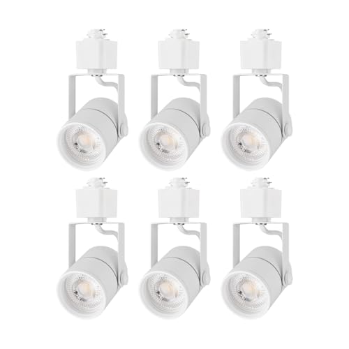 mirrea Bulb Replaceable LED Track Lighting Heads for White H Type Rail Cylinder Ceiling Spotlight with 6W GU10 Bulb 90 CRI 3000K/4000K/5000K Selectable 38 Beam Angle Pack of 6