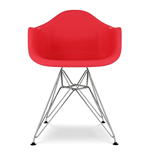 Aron Living Tower 18" Plastic And Chrome Steel Armchair In Red #TOP4