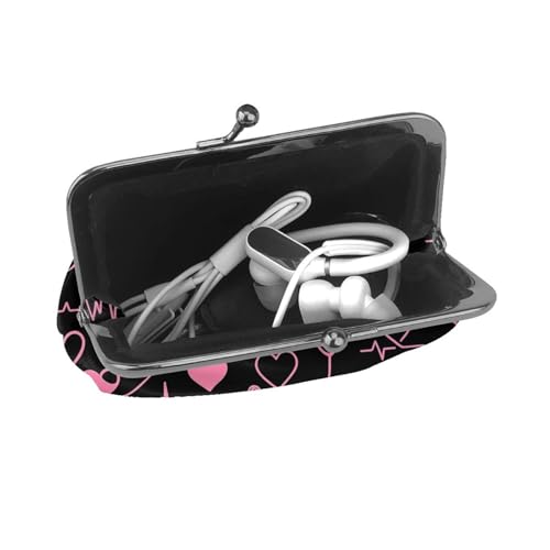 Pu Leather Buckle Coin Purse Medical Heartbeat Pattern Girls Kiss-Lock Change Purse Wallets4