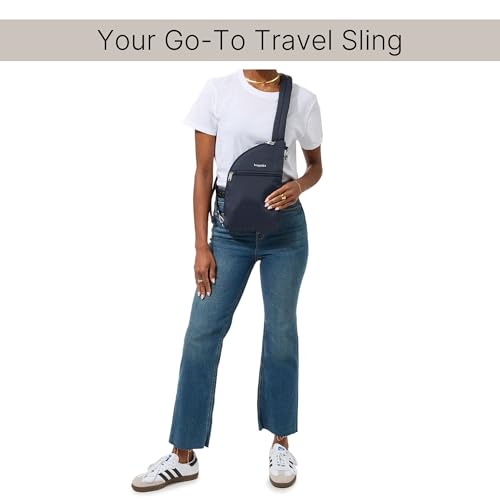 Baggallini Securtex Anti-Theft Half Moon Sling 8"x13" Crossbody Bags W/RFID, Cut-Resistant Strap, Locking Zippers2