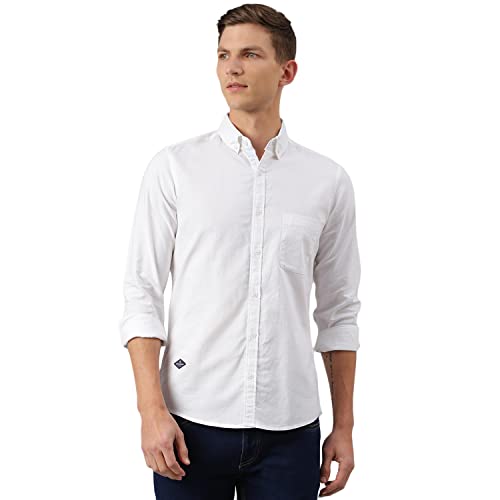 Image of Thomas Scott Men's Premium Slim Fit 100% Cotton Casual Shirt | Button-Down Collar | Full Sleeves | Solid Shirt for Men