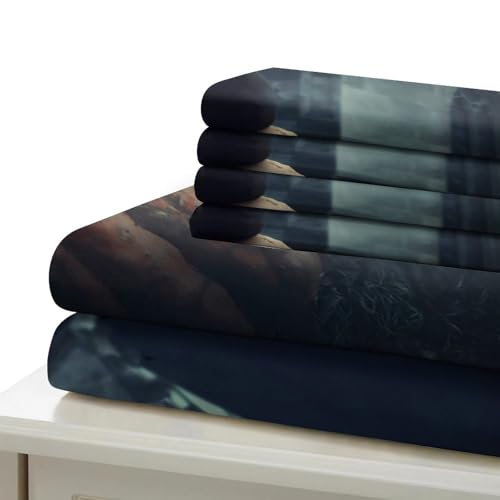 Housse de Couette Chat Citrouille 260x220 cm en Microfibre Douce pour Lit Super King