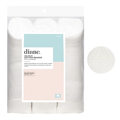 Diane Multi-Layer Cotton Rounds, 300 Count Bulk Pack, 100% Pure Cotton, Premium, Hypoallergenic, Biodegradable, Strong and Durable Makeup and Nail Polish Removal Wipes