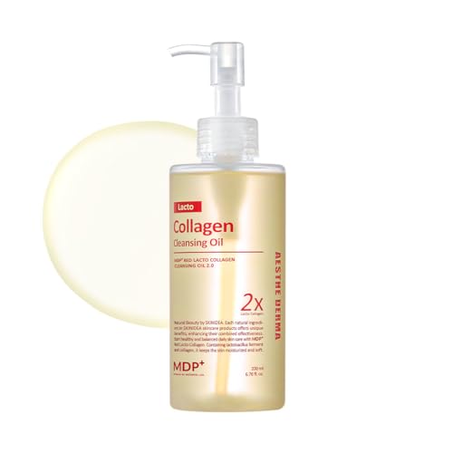 MDP+ RED LACTO COLLAGEN CLEANSING OIL 2.0, Pore Control, Deep Cleansing|6.76oz/200ml,Daily Makeup Remover, Blackhead Melting, Pore Cleanser, Korean Facial Cleanser