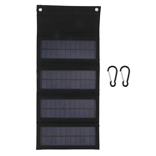 Solar Charger, 40W 4 Fold Solar Panel Charging Bag Folding Bag Foldable Monocrystalline Solar Panel Charger for Outdoor Camping Hiking Emergency Charging (Black)