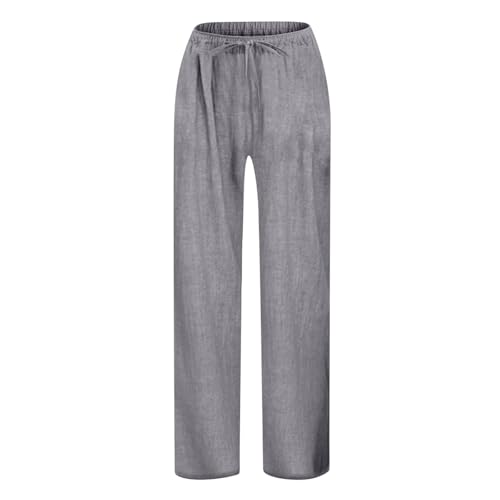 Moonker Boys Girls Linen Pants for Teens Kids Straight Wide Leg LLLLLL High Elastic Waist Solid Color Girls Long2