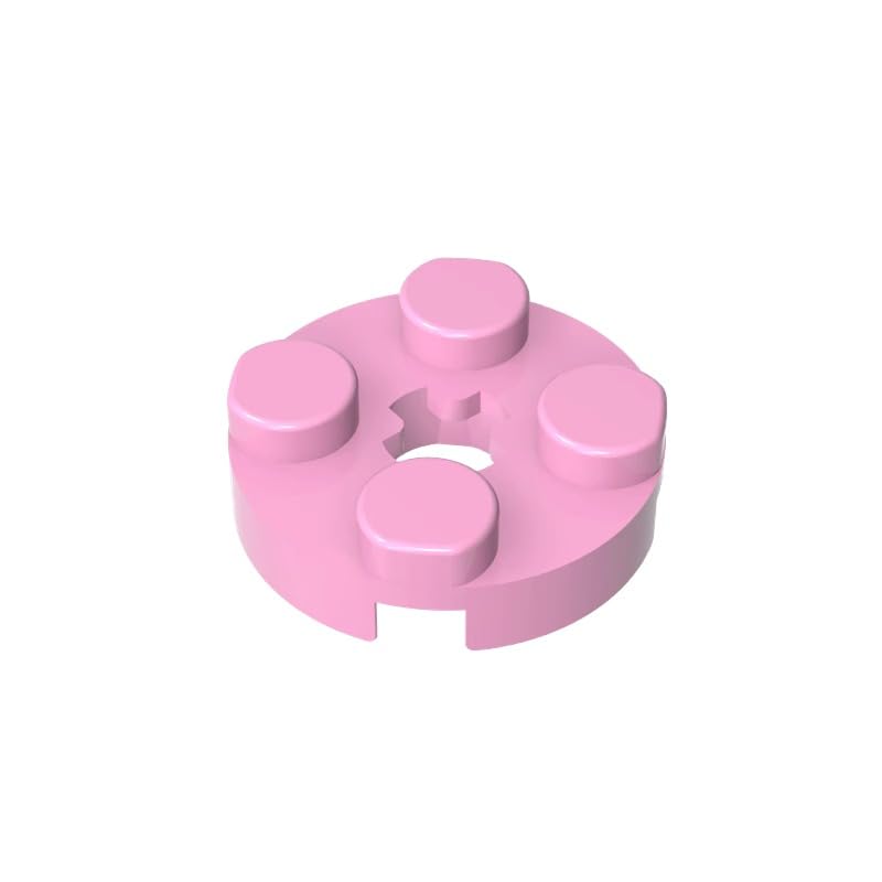 Gobricks 4032 Circular Plate Plate Round 2x2 with Axle Hole Type 1 (+ Opening) 50 Pieces GDS-609 Compatible with Lego Building Blocks Color:Bright Pink