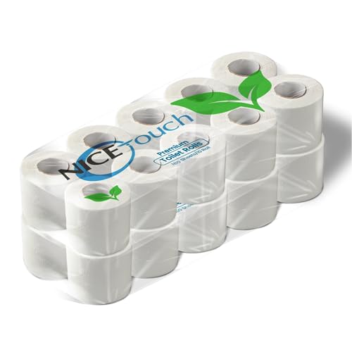 Nice Touch 2-Ply Embossed Toilet Rolls 20 X 180 Sheets Extra Saving Tissue Rolls - 3600 Premium 2-Ply Sheets Soft Feel Tissue Suitable for All Skin Types and Germ Protection