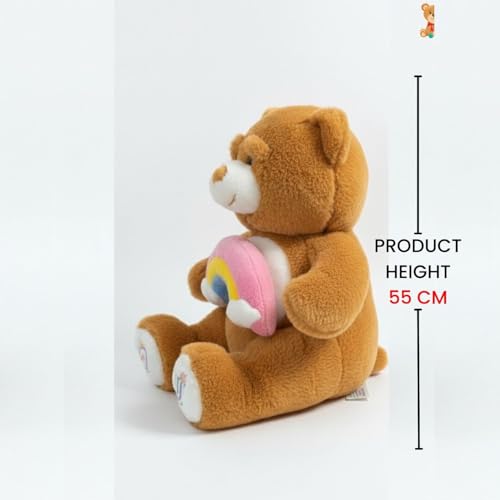 Image of Rainbow Teddy Bear Soft Toy 55 cm | Big Plush Teddy with Rainbow Cushion | Large Huggable Stuffed Bear for Kids | Birthday Gift Soft Toy