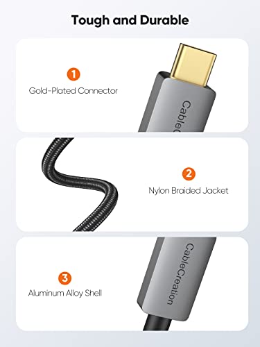 Image of CableCreation 8K Usb C To Displayport Cable 6Ft, Type-C To Dp 1.4 Cord 32.4Gbps, 8K@60Hz 4K@60Hz /144Hz 2K@165Hz, Thunderbolt 3 Compatible With Galaxy S22 Ultra, Macbook Pro /Air, Hp Xps 13 /15, Grey