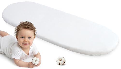 Medi Partners Lenzuola Lettino Culla 86x40 Lenzuolo Navicella Neonato Carrozzina con Angoli - 100% Cotone Passeggino Materasso Fitted Sheet Coprimaterasso (Bianco)
