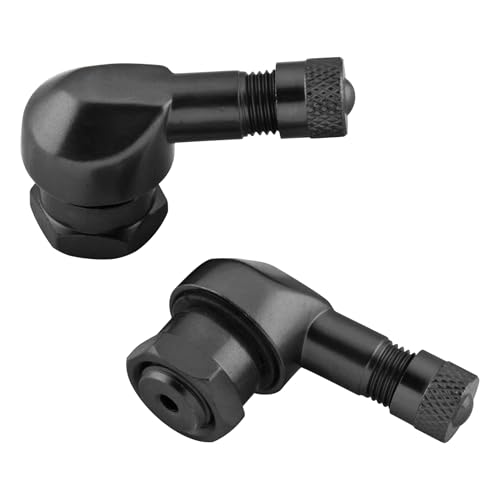 Flaconi Válvula Angular para Motocicleta,Valvula Rueda Coche,Extensiones de Valvulas para Neumaticos,Válvula de Aluminio para Llantas,90 Grados Válvula para inflar Neumáticos para Automóviles (Negro)
