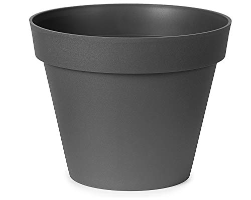 Ondis24 Blumentopf 10L, Pflanzkübel rund groß, Kunststoff anthrazit, Blumenkübel ø30cm, für drinnen draußen, Bepflanzung