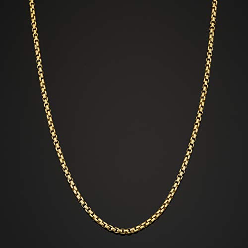 14k Yellow Gold Filled 2.5 mm Round Box Link Chain Necklace for Men and Women (16, 18, 20, 22, 24 or 30 inch)3