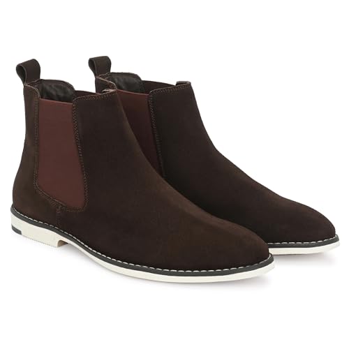 Image of Blue Leather By Centrino Genuine Leather Men's Formal and Casual Leather Boots | Versatile and Sophisticated Chelsea Boots for Every Season | Fashionable Elegant Boots for Any Occasion (3964)