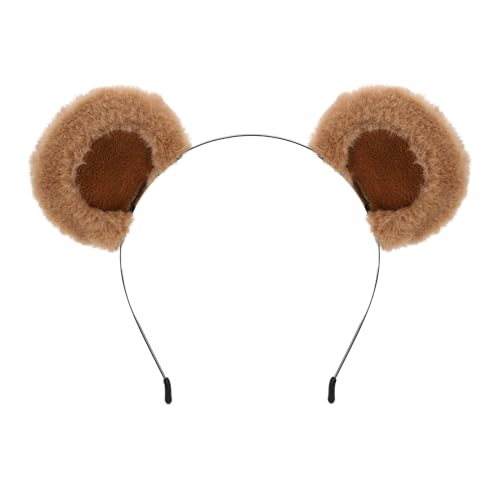 SIOTMERA Bear Ears Headband Brown, Cute Care Movable Hairband Adult with Animals Costume, Soft Makeup Head Wear for Washing Face Women Cosplay Party Halloween