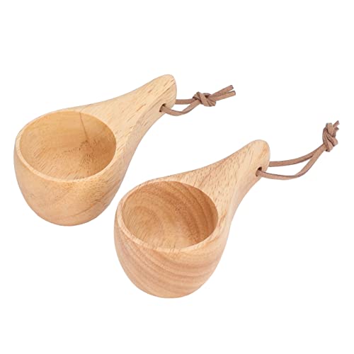 2 STÜCKE 25 ML Holz Camping Tasse Kuksa Becher Teetasse Gummi Holz Mini Tragbares Wandern Picknick Cover