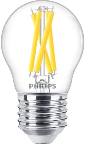 PHILIPS LED Lampadina Candle & Lustre, Sfera, Filamento, WarmGlow, 3.4-40W, Dimmerabile, E27, 1 Pezzo