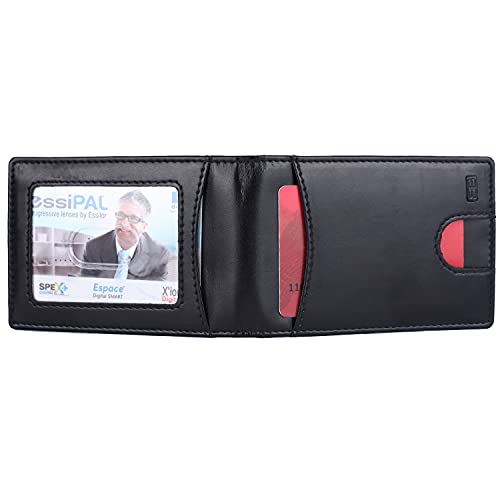 Image of Brooklyn Bridge Premium Leather Money Clip Wallet - Slim Front Pocket RFID Blocking Card Holder with Gift Box for Men