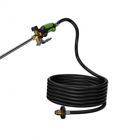 etoolab PT180-V-1 Propane Weed Burner connected to a propane tank, ready for use.