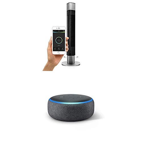 350000 oszillierender Turmventilator, kompatibel mit Alexa und Smart Home Pro, Ventilator mit 50W,Grau/ Schwarz + Echo Dot (3. Gen.)