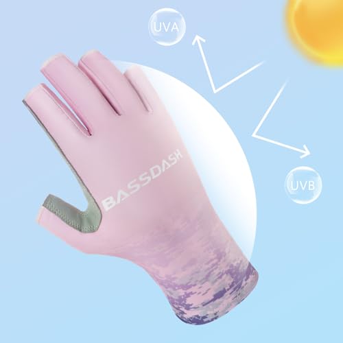 Image of Bassdash ALTIMATE UPF 50+ Women's Fishing Gloves UV Sun Protection Fingerless Gloves for Kayaking Paddling Hiking Cycling Driving Shooting Training