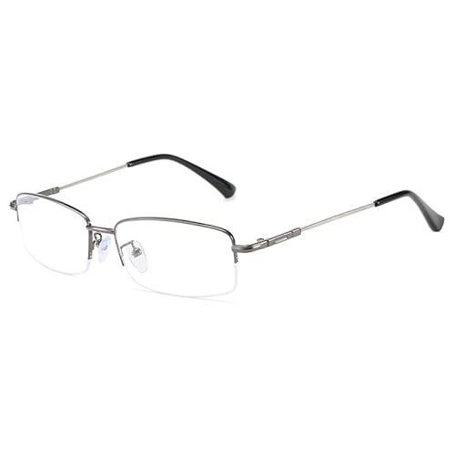 Fullwosing Blaulichtfilter Brille Kurzsichtig -0.50 bis -6.00 Dioptrien Halbrand Metall Fernbrille Damen Herren(-4.00,Metallisch) Cover
