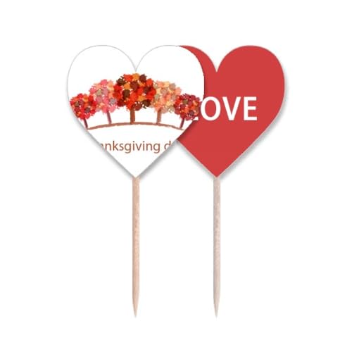 Pique-dents motif arbre rouge aquarelle drapeau amour cœur étiquette cupcake pic décoratif