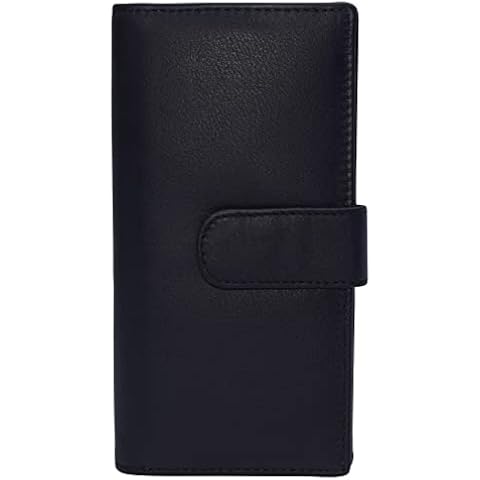 Swiss Marshall Real Leather Checkbook Cover RFID Wallets For Women Duplicate Check Card Holder With Snap Closure (Blue) Cover