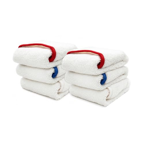 Image of Ultrafine Microfiber Cloth (2 x Pack of 3pcs) - 16 x 16 /40x40 cm, 85 /15 Polyester-Polyamide, Ultra-Soft, Lint-Free Buffing, Glass Cloths, Color-Edged, Rounded Corners, Professional Finish