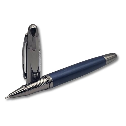 Image of Venti Gun Metal Roller Ball Pen| Titanium Blue Body Color | Ink Color - Black| Novel Gifts For Professionals | Premium Pens For Personal & Professional Use | Return Gift | (871-Blue, Rollerball Pen)