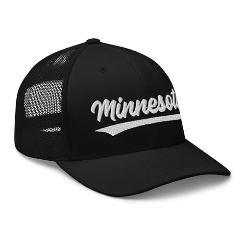 Vintage Minnesota Baseball Script Mesh Retro Minnesota Trucker Hat Cap Black
