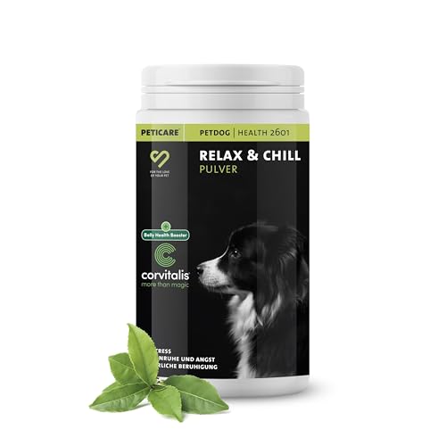 Peticare Relax-Mix Pulver für Hunde | Beruhigendes Ergänzungsfutter-Mittel | Natürliche Inhaltsstoffe, mit Baldrian & Ashwagandha | Stressabbau & Entspannung | petDog Health 2601