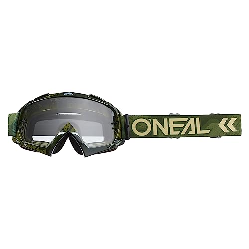 O'NEAL | Fahrrad- & Motocross-Brille | MX MTB DH FR Downhill Freeride | Hochwertige 1,2 mm-3D-Linse für ultimative Klarheit, UV-Schutz | B-10 Goggle Camo V.22 | Army Grün - klar | One Size