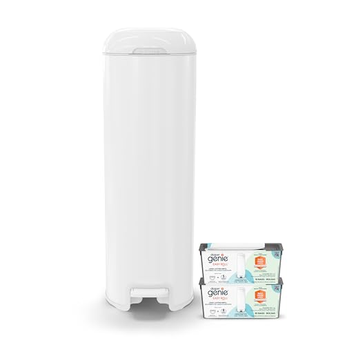Image of Platinum Diaper Pail Lily White, Made of Durable Stainless Steel, Convenient Easy to Use Hands-free Operation, Odor-Locking Pail, includes 2 Easy Roll Refill with 18 and 30 Durable Bags