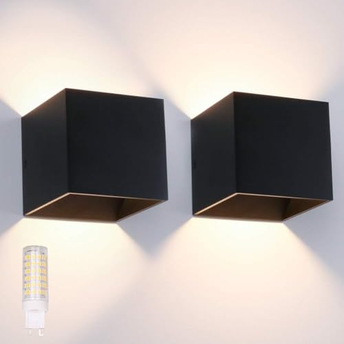 Ralbay Black Wall Sconce 2-Pack 9W Aluminum Up and Down