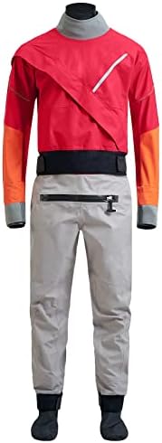 Kayak Drysuit for Men in Cold Water,Kayaking,Paddling,Waterproof,Front zip,Red (Red, XXL)