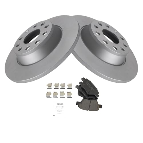 Image of TRQ Rear Brake Pad and Rotor Set Ceramic Coated Rotors 286mm Compatible with 2011-2013 Audi A3