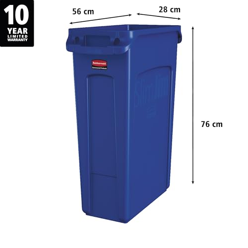 Rubbermaid Commercial Products Vented Slim Jim Waste Receptacle Bin 87 Litre Blue Recycling FG354007BLUE