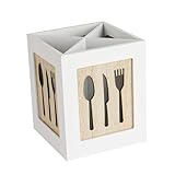 Alipis Holz Utensilhalter Küchencastlerbox für Gabeln Löffel Essstäbchen Multi Grid Aufbewahrungsbox für Kochutensilien Ordentlich und Zugänglich