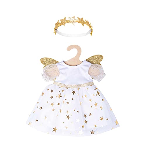 Heless 2152 - Vestido para muñecas con diseño de ángel de la Guarda con alas Doradas y Diadema de Estrellas, Talla 35-45 cm