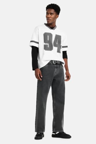Image of SNITCH Men Jeans Casual Wear | Straight Fit Full Length Button & Zip Closure | 100% Cotton Denim Fabric Durable & Breathable for Streetwear & Daily Outings
