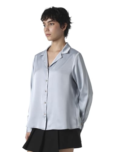Image of ONLY Women Solid Cuban Collar Casual Shirt