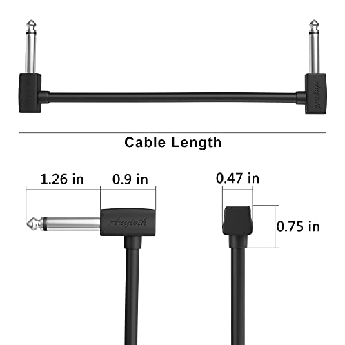 Augioth PP-3033 12 Inch 3 Pack 30 Cm Guitar Patch Cable 1 Ft 1/4 Right Angled Ts Effect Pedal Cord thumb #5