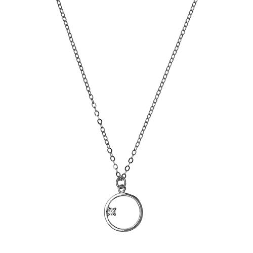 Collier Cercle Argent massif pour femme | Pendentif rond géométrique et chaîne ajustable